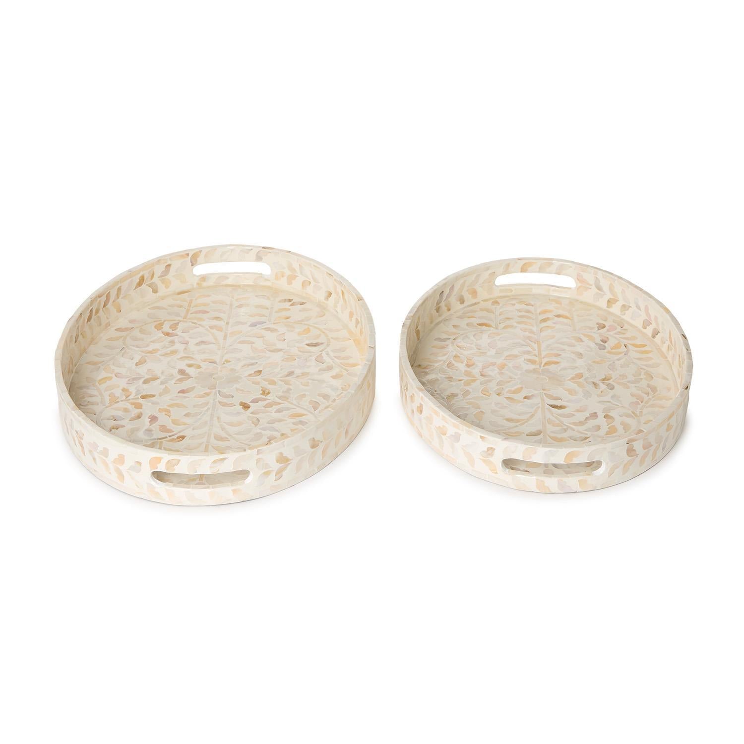 Opalescent, Mother of Pearl Oval Tray Set of 2