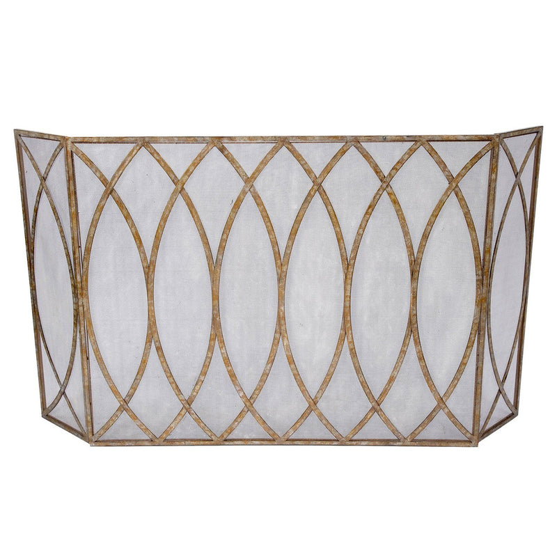 Old World Design Claire Champagne Gold Fireplace Screen