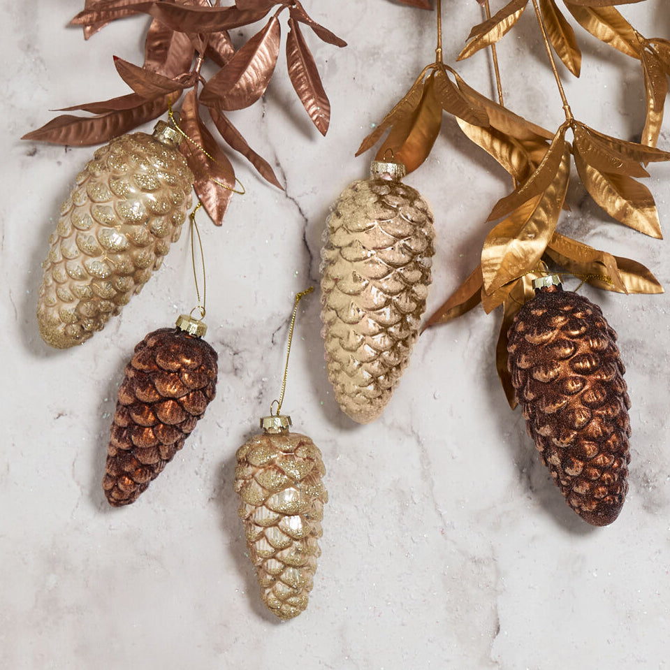 Frosted Pinecone Ornament Set of 6