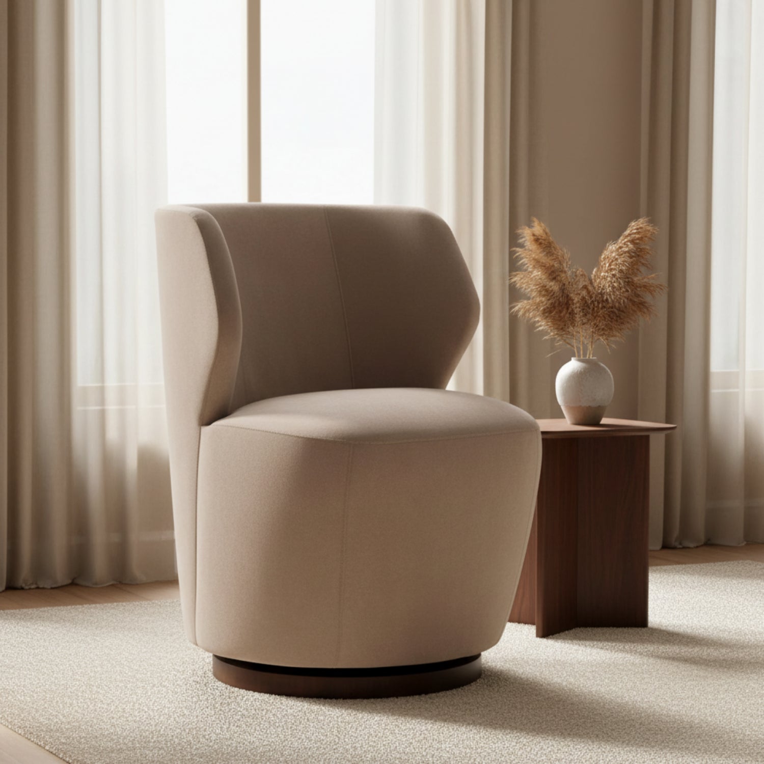 Arteriors Poppy Cocoa Performance Velvet Swivel Chair