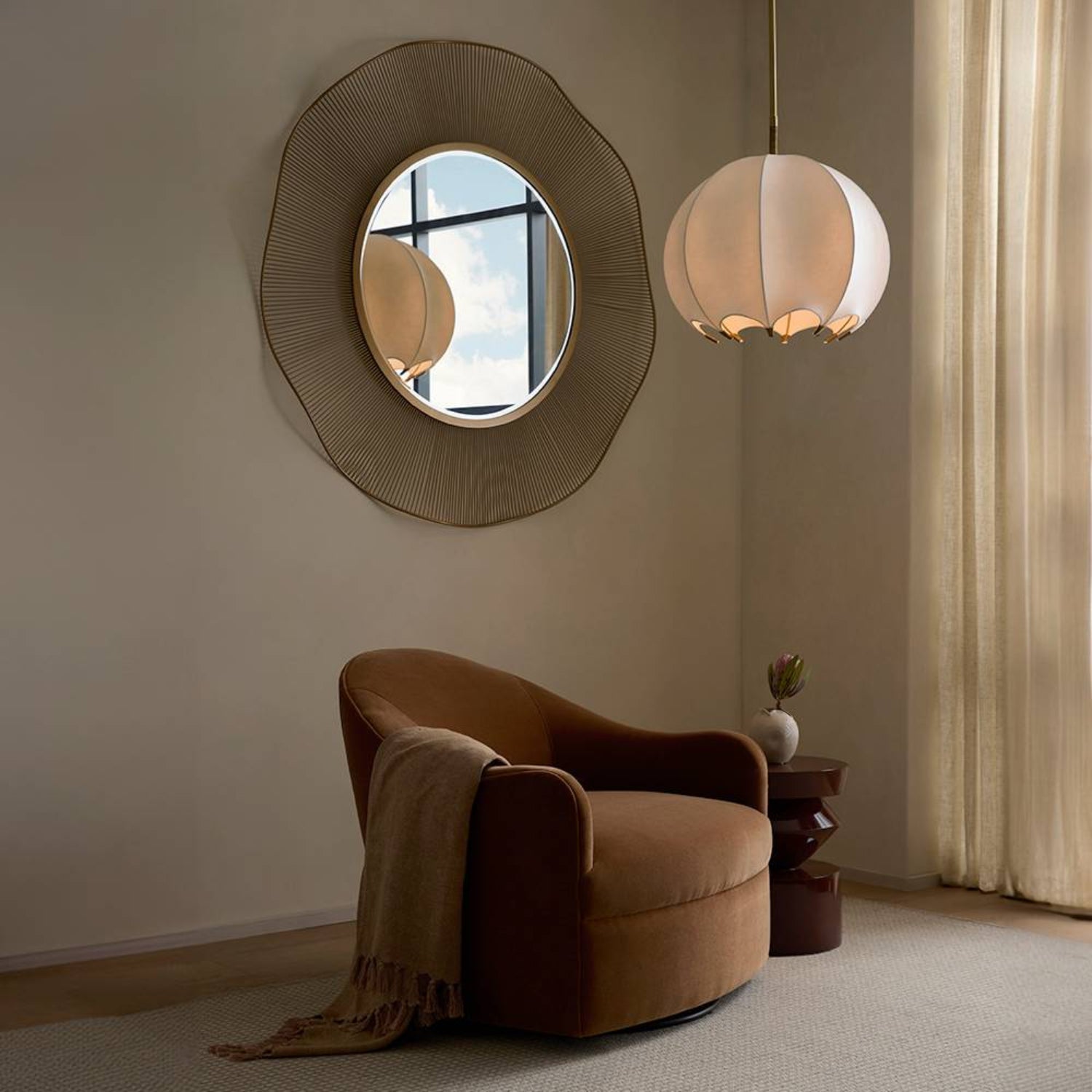 Arteriors Delfino Cider Performance Velvet Swivel Chair