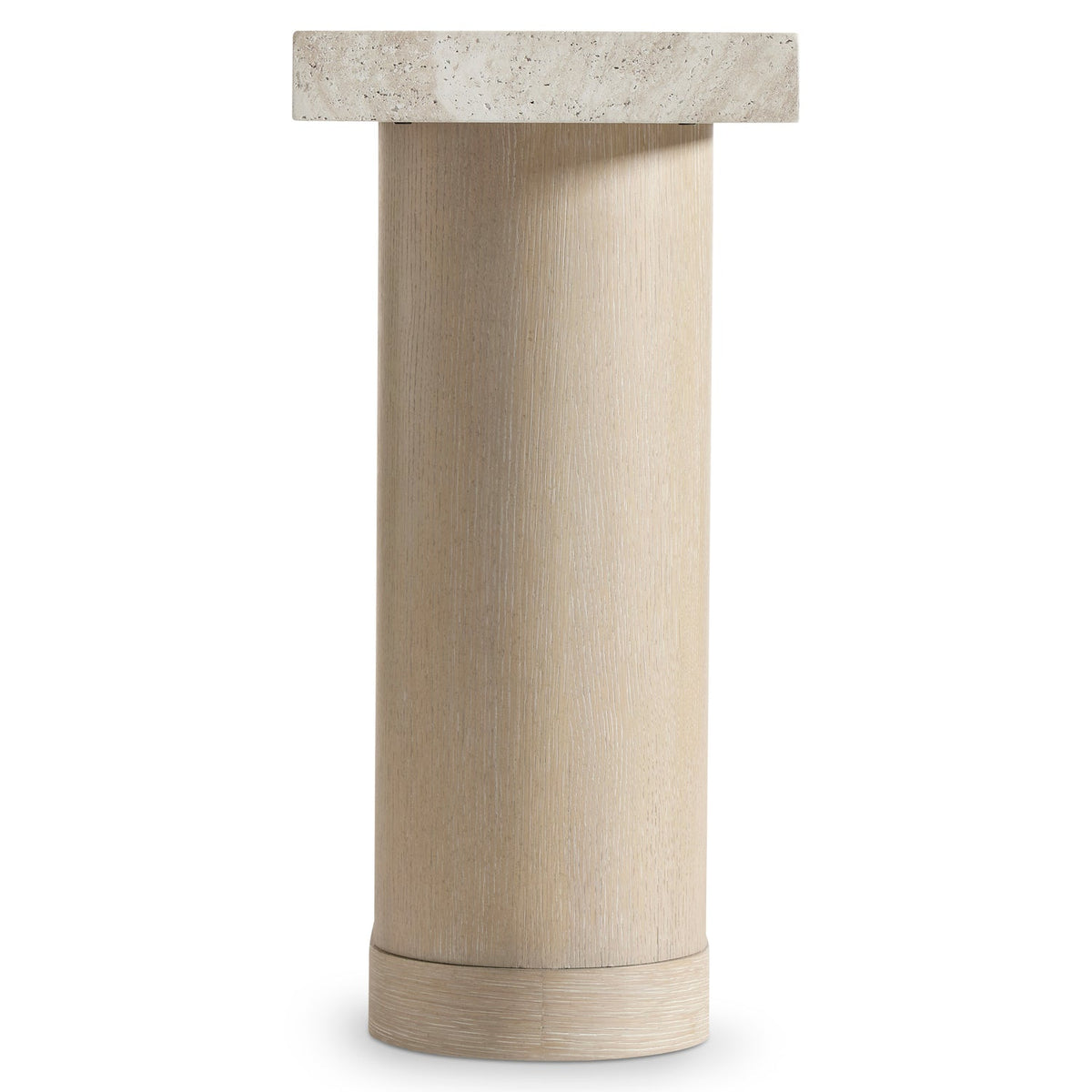 Bernhardt Living Asana Faux Stone Console Table in Tan, detail view