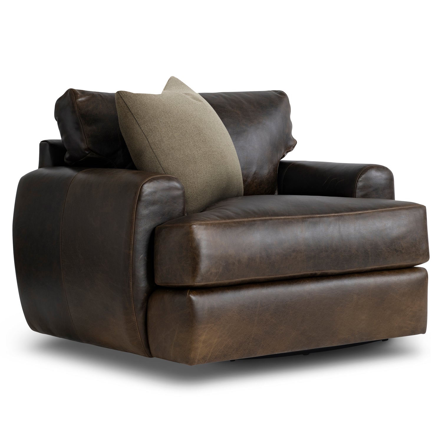 Bernhardt Living Cameron Leather Swivel Chair