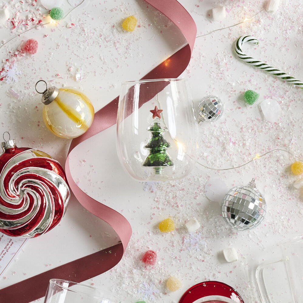 Glitter Tree Drinkware Set of 4