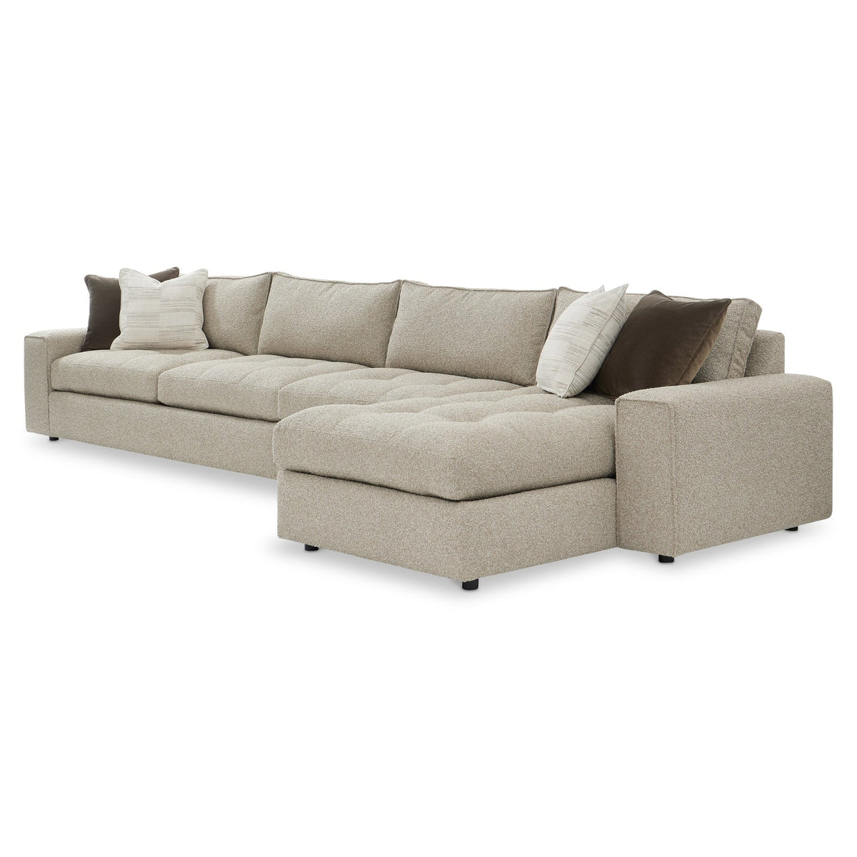 Bernhardt Living Nest 3pc Right Facing Fabric Sectional Sofa in Brown, front view