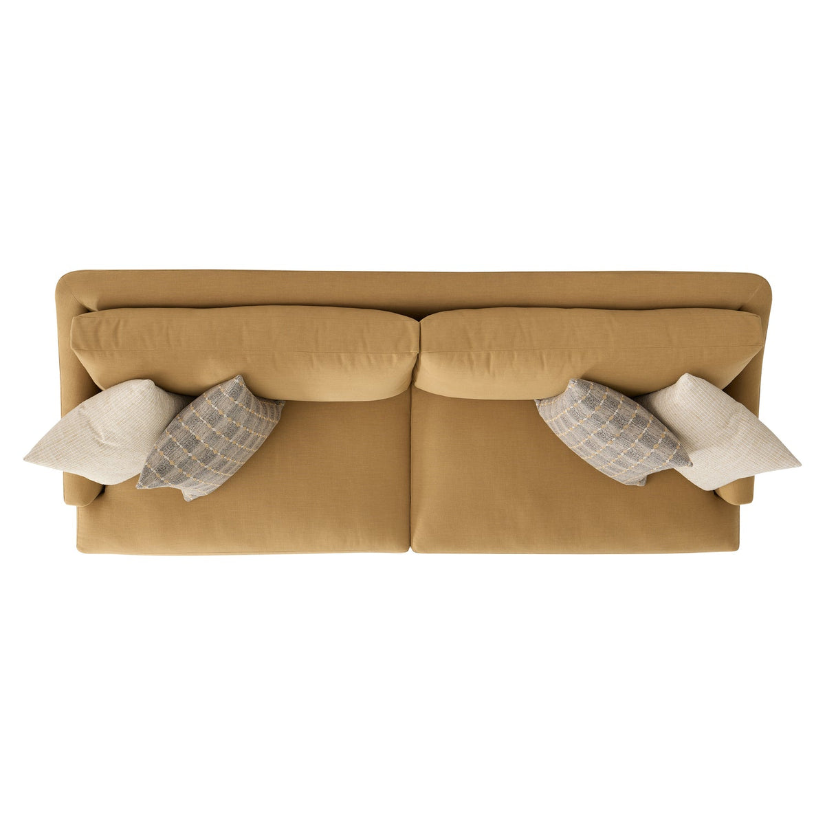 Bernhardt Living Marisol Fabric Sofa in Camel, back view