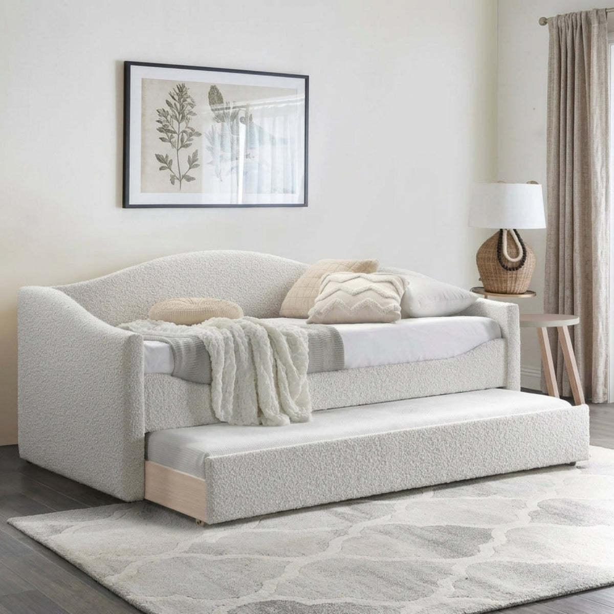 Arlo Cream Boucle Fabric Upholstered Twin Daybed
