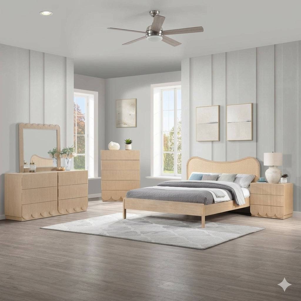 Scallop Natural Oak Veneer Chest