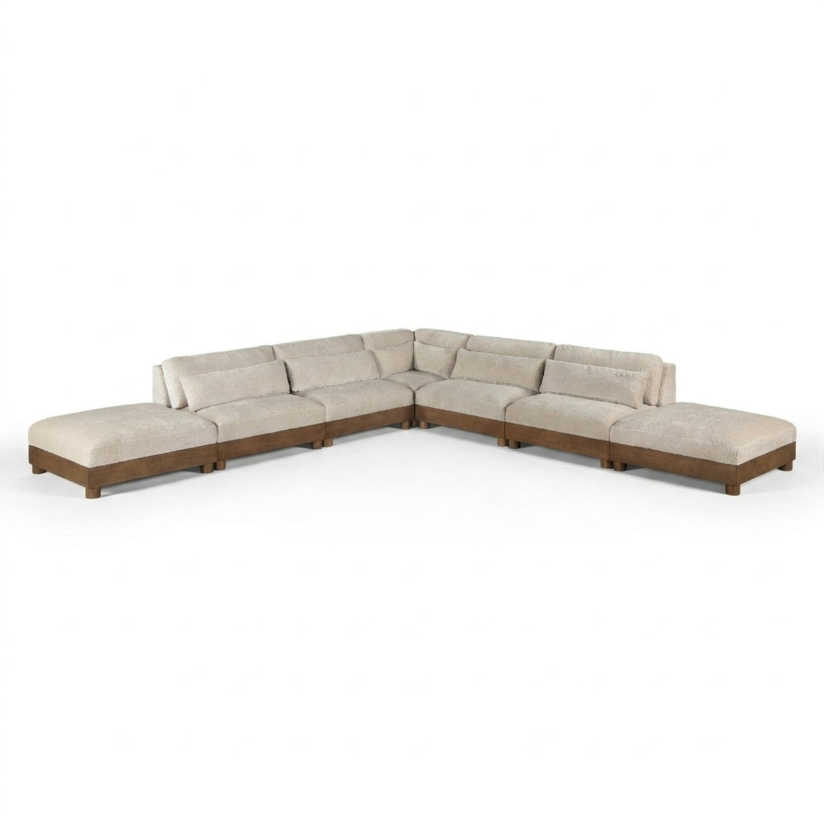 Turin 160in Taupe Chenille Fabric Upholstered 7 Piece Modular Sectional Sofa