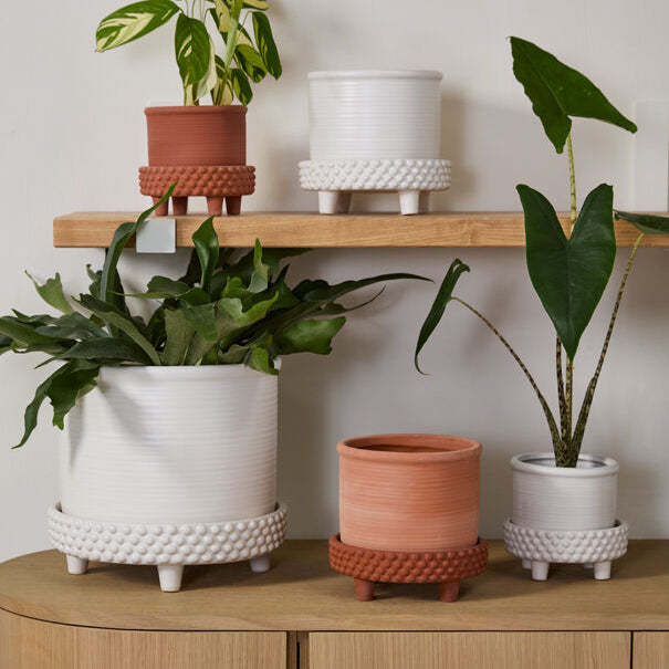 Jane Footed Pot, white ceramic footed planter