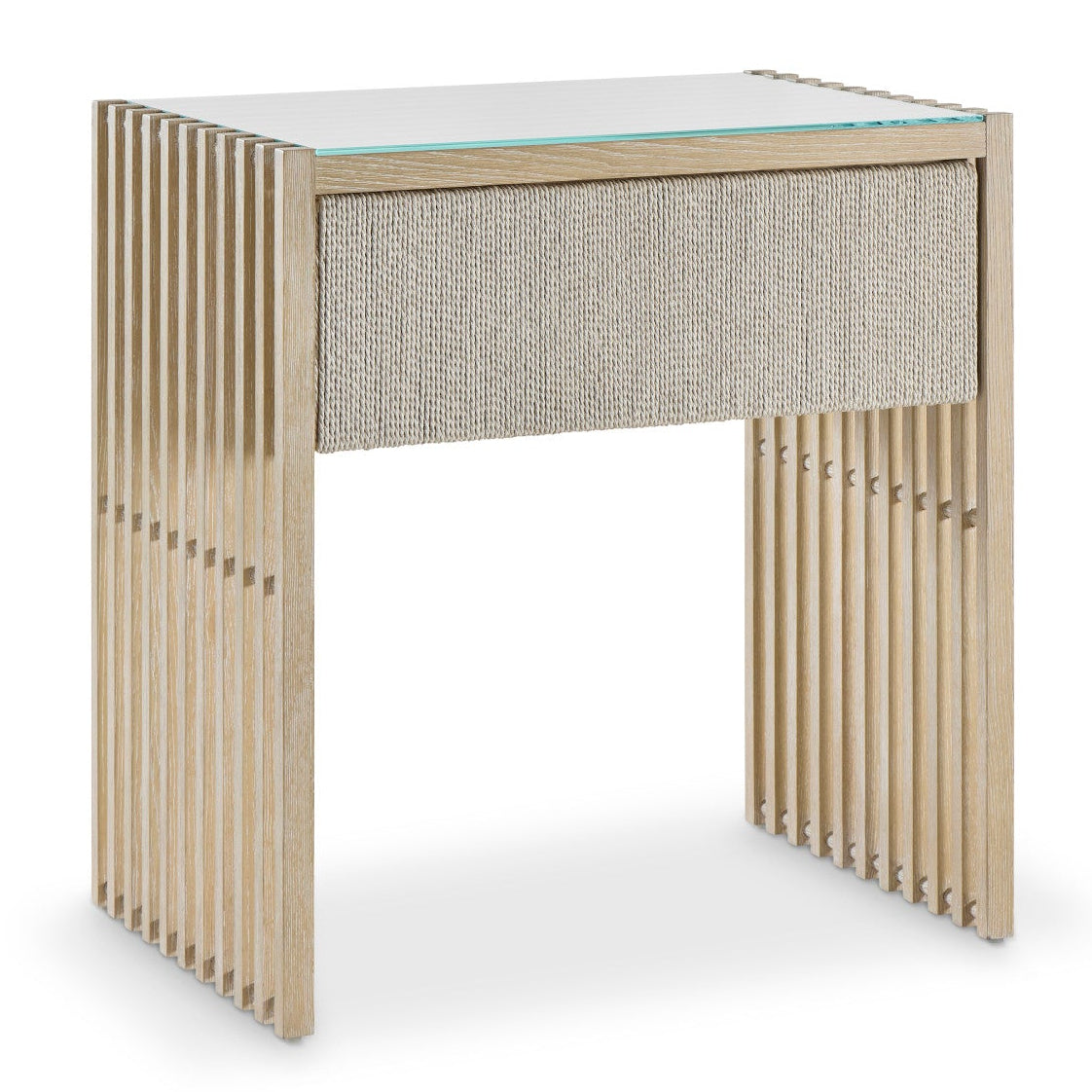 Bernhardt Asana Nightstand in Tan, front view