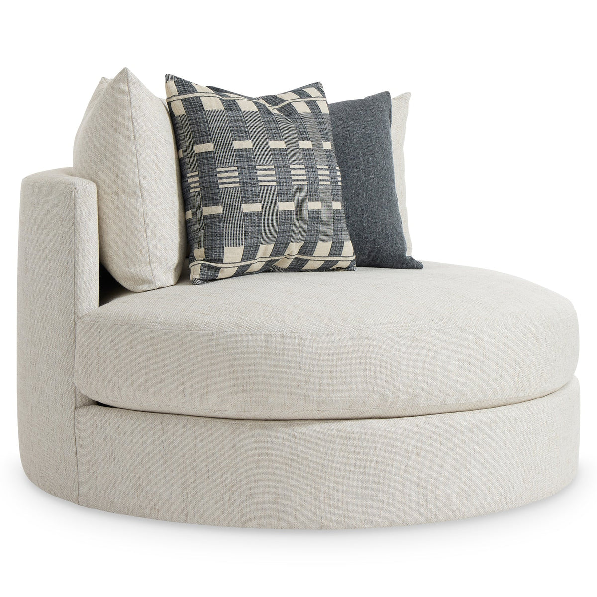 Bernhardt Living Ferris Fabric Swivel Chair in White, front view