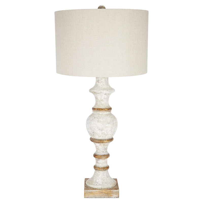 Old World Design Spindle French White and Gold Table Lamp