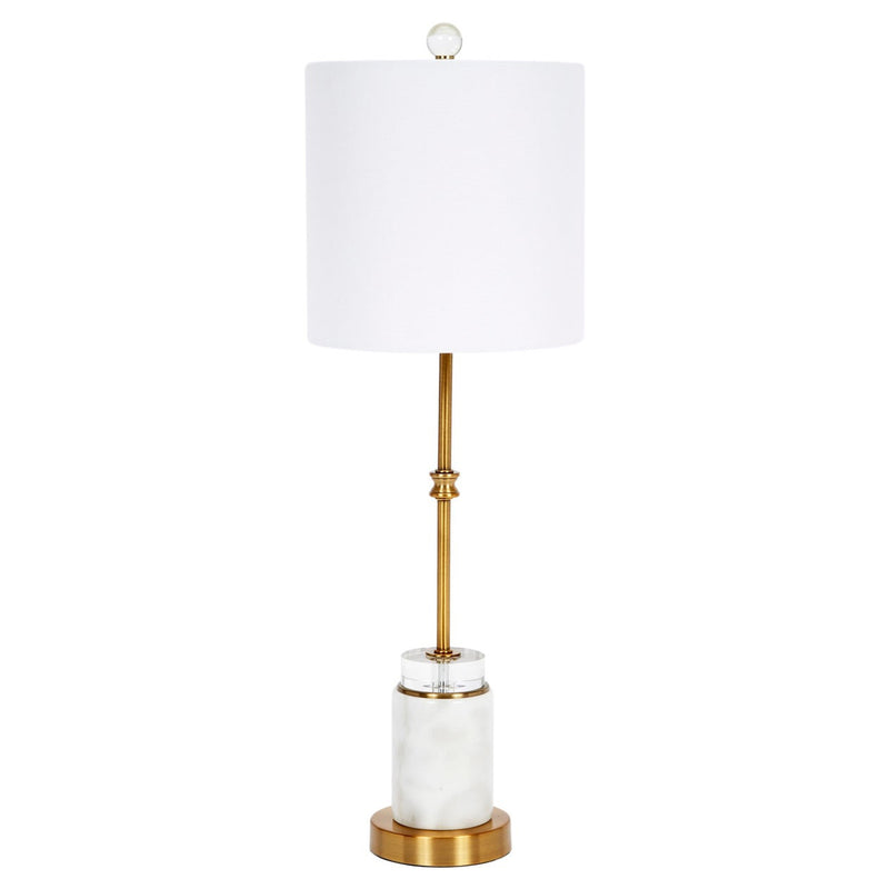 Old World Design Ana Round White Marble Base Table Lamp