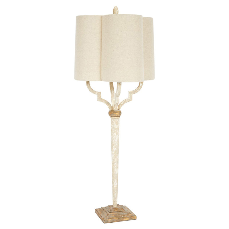 Old World Design Lee Quatrefoil French White & Gold Table Lamp