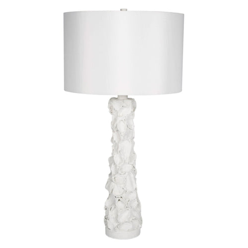 Old World Design Oyster Shell White Gesso Table Lamp