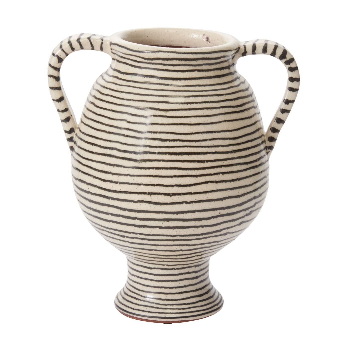 Lines Vase styled view, white and black terracotta vase