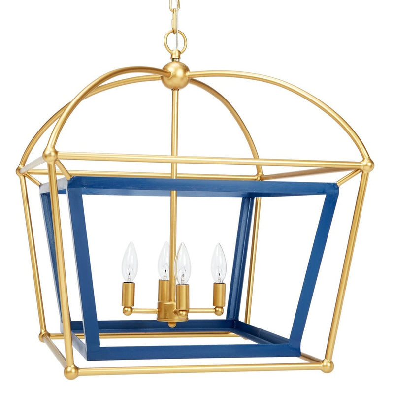 Old World Design Draper Navy Blue & Gold Lantern