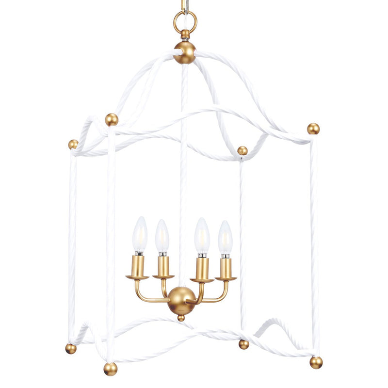 Old World Design Marie White & Gold Twisted Lantern