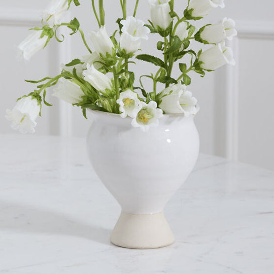 Magnolia Vase, two-tone bisque and cream ceramic vase