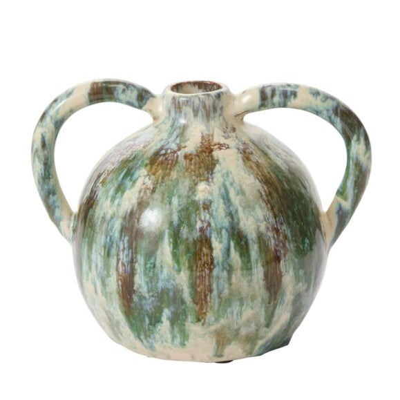 Mallika Jug styled view, green and teal ceramic jug
