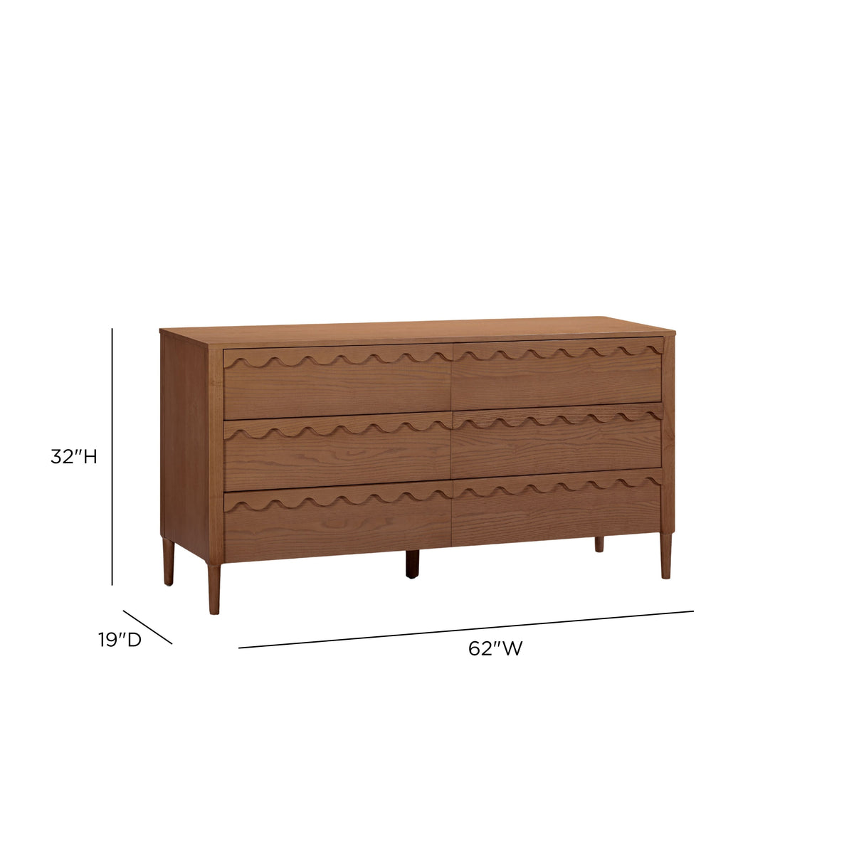 TOV Furniture Oodle Walnut 6-Drawer Dresser