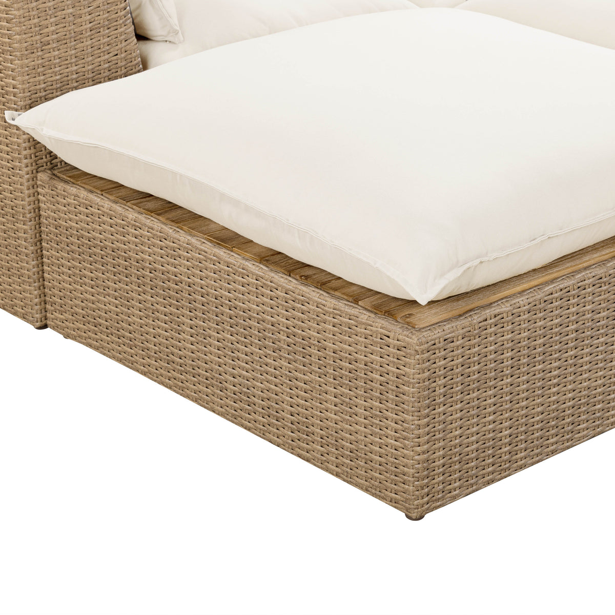 TOV Furniture Cali Cream Performance Wicker 4-Piece Outdoor Sectional Sofa