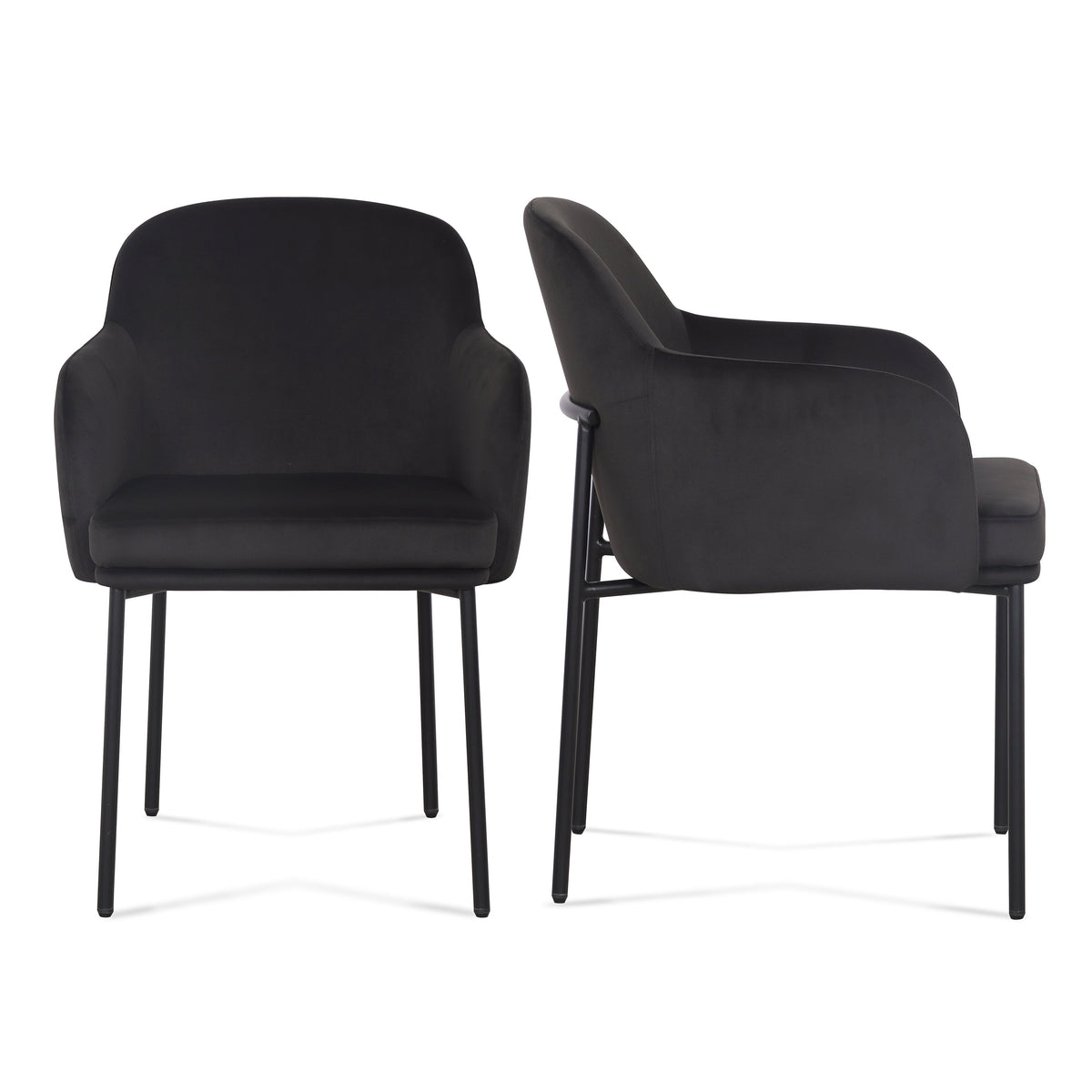 TOV Furniture Sydney Performance Velvet Armchair - Set of 2 in black performance velvet, primary product view
