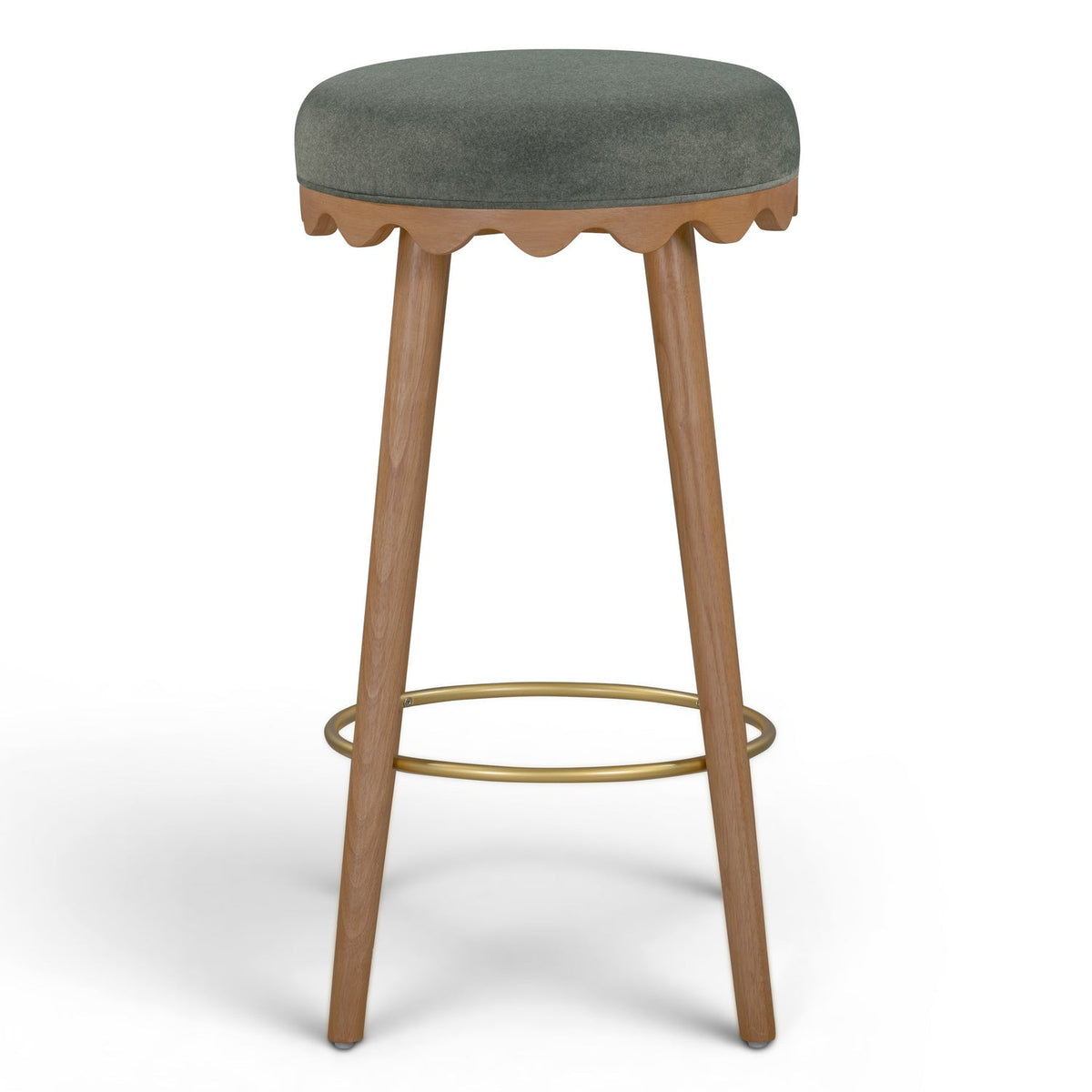 TOV Furniture Oodle Green Performance Vegan Mohair Bar Stool