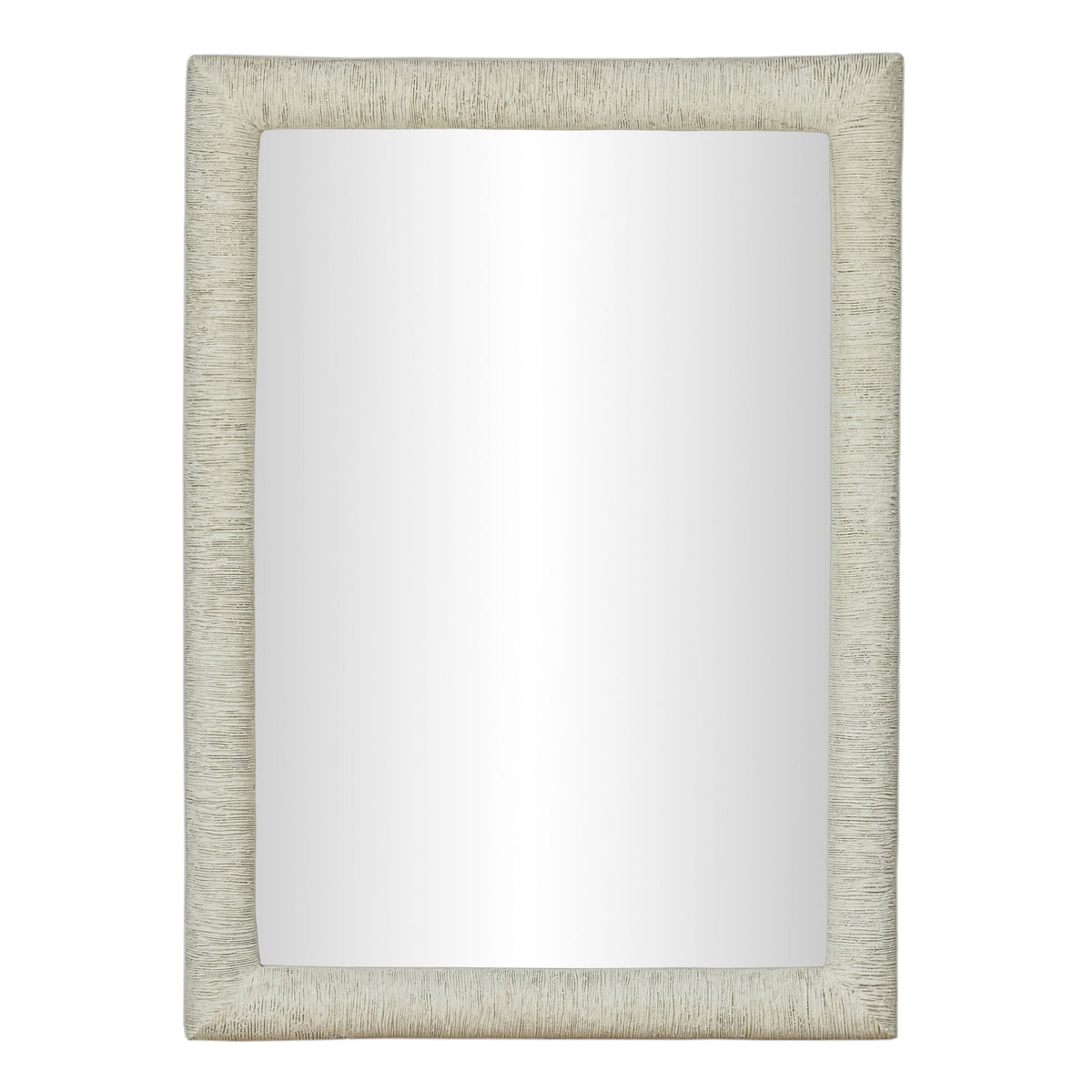 TOV Furniture Orpheus Antique White Ribbed Faux Stone Rectangular Wall Mirror