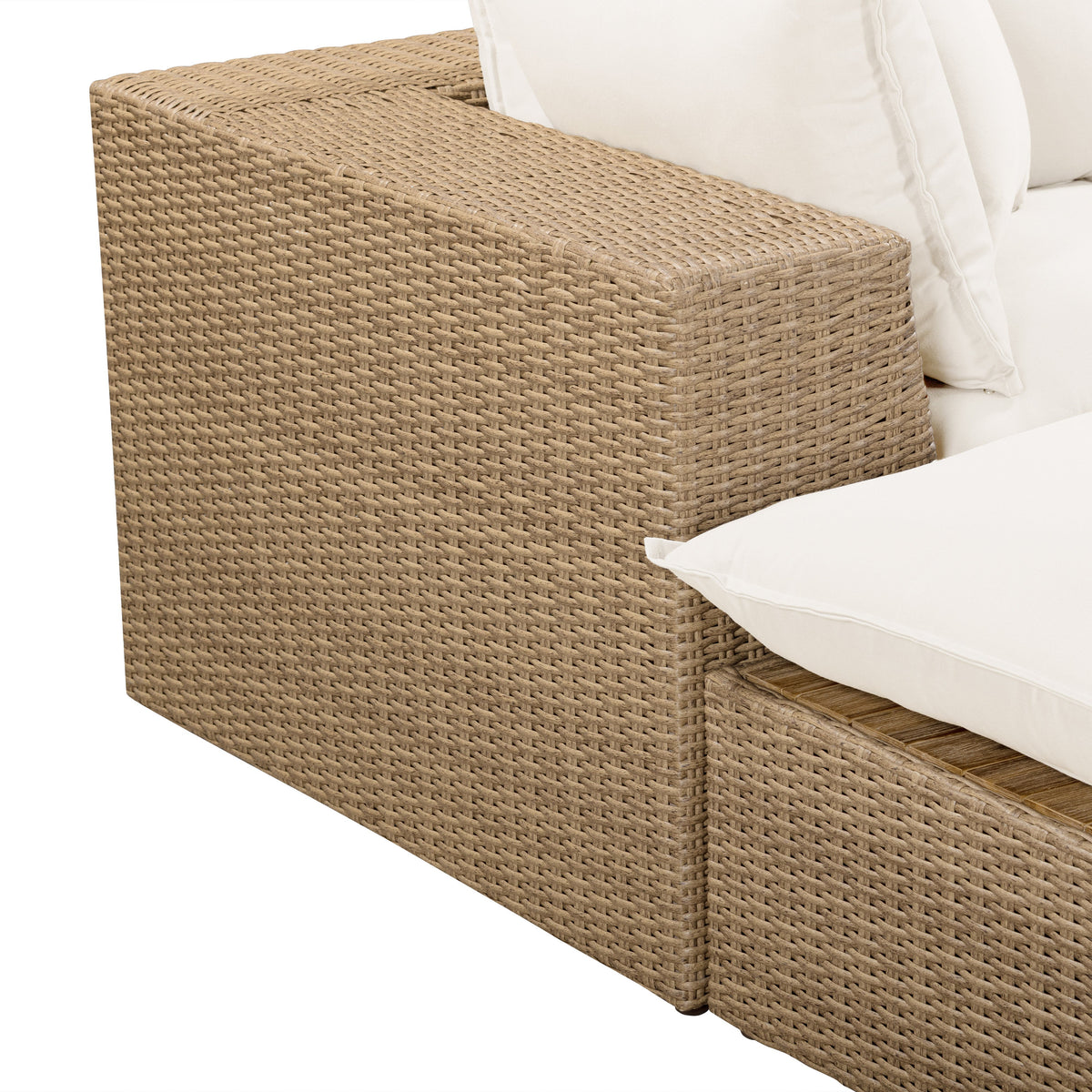 TOV Furniture Cali Cream Performance Wicker 4-Piece Outdoor Sectional Sofa