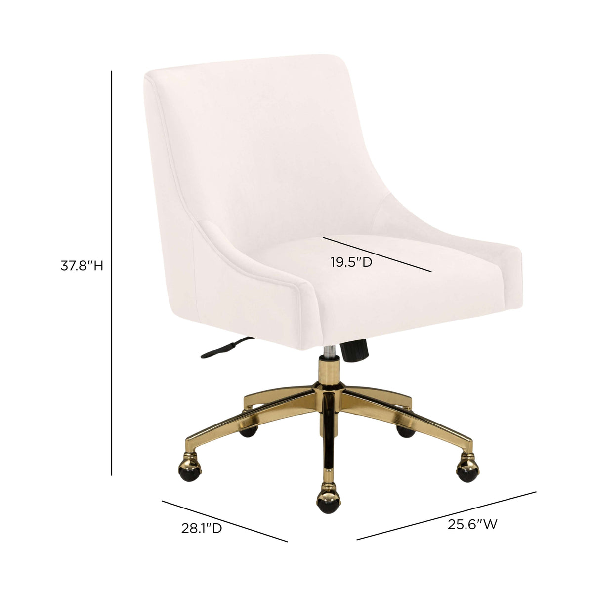 TOV Furniture Beatrix Cream Performance Velvet Office Swivel Chair