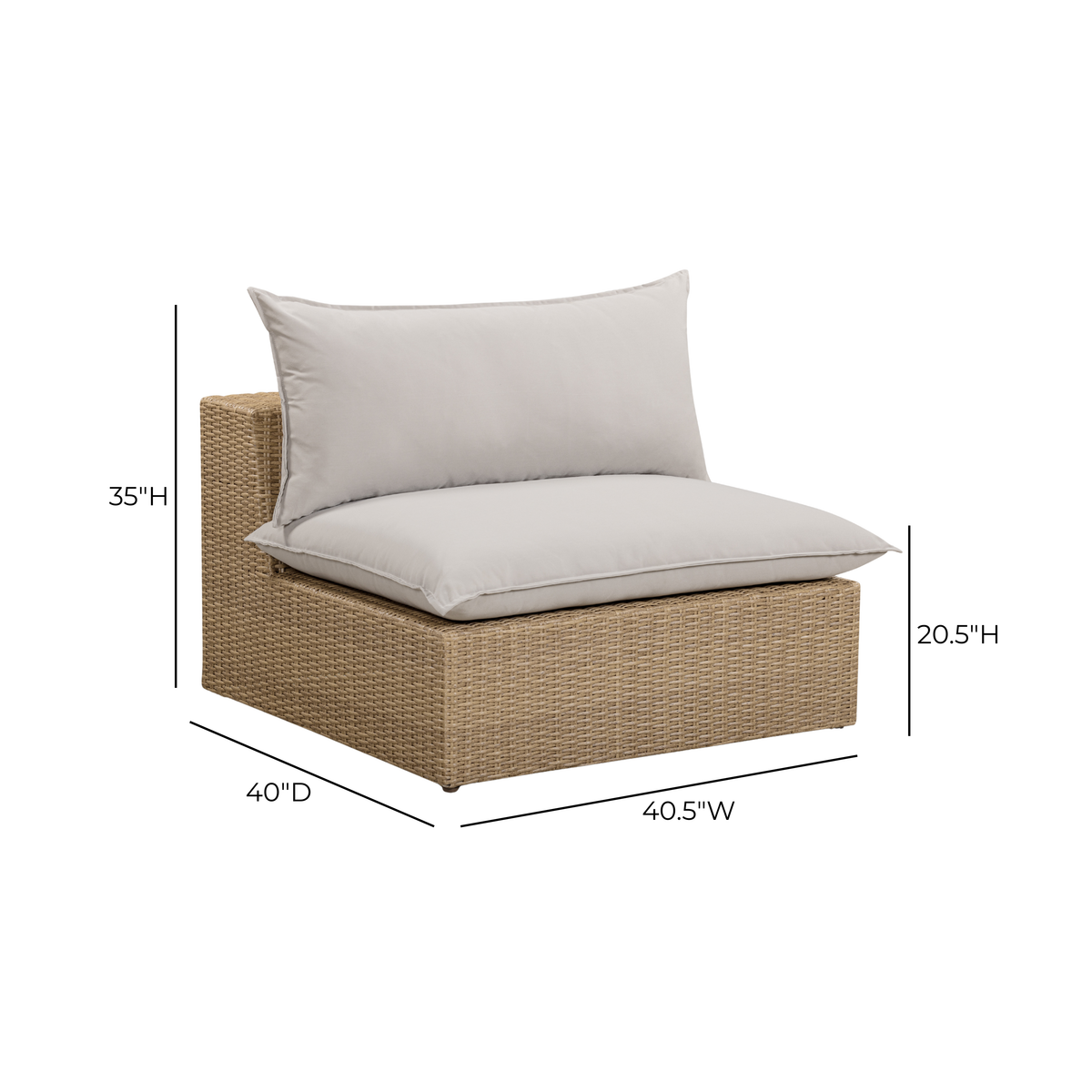 TOV Furniture Cali Gray Performance Wicker Outdoor Armless Chair