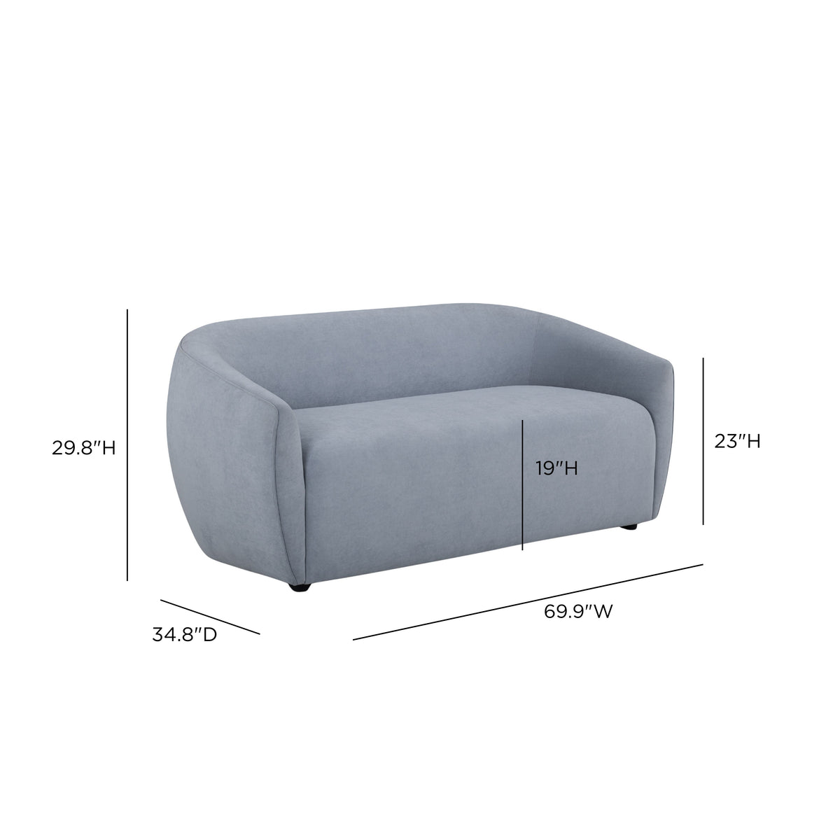 TOV Furniture Jordan Blue Textured Performance Velvet Loveseat