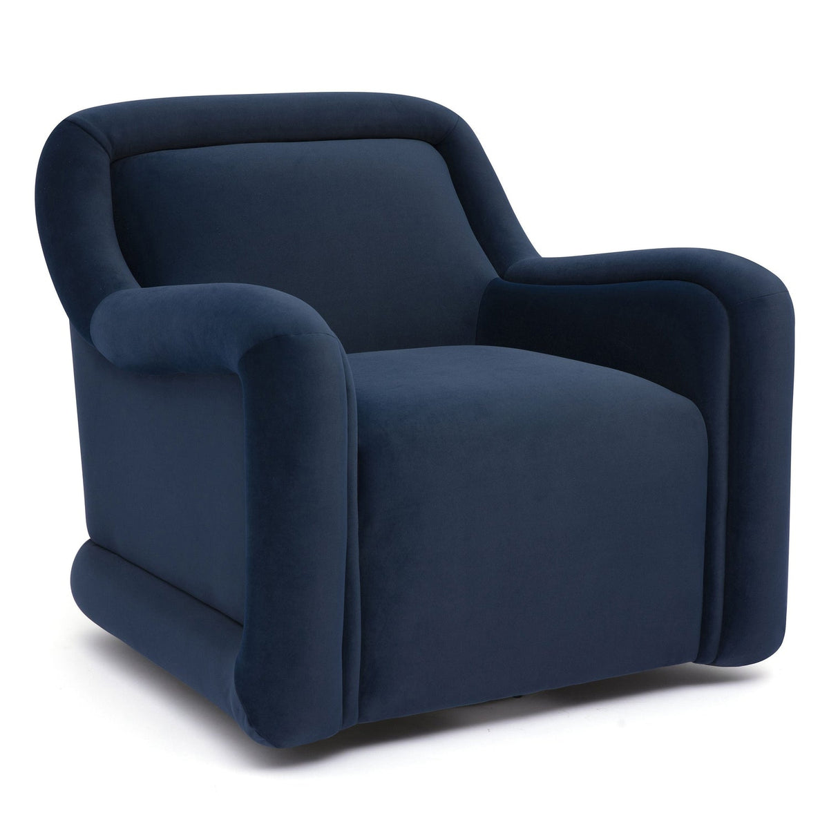 TOV Furniture Charli Dark Blue Performance Swivel Chair in dark blue performance velvet, primary product view