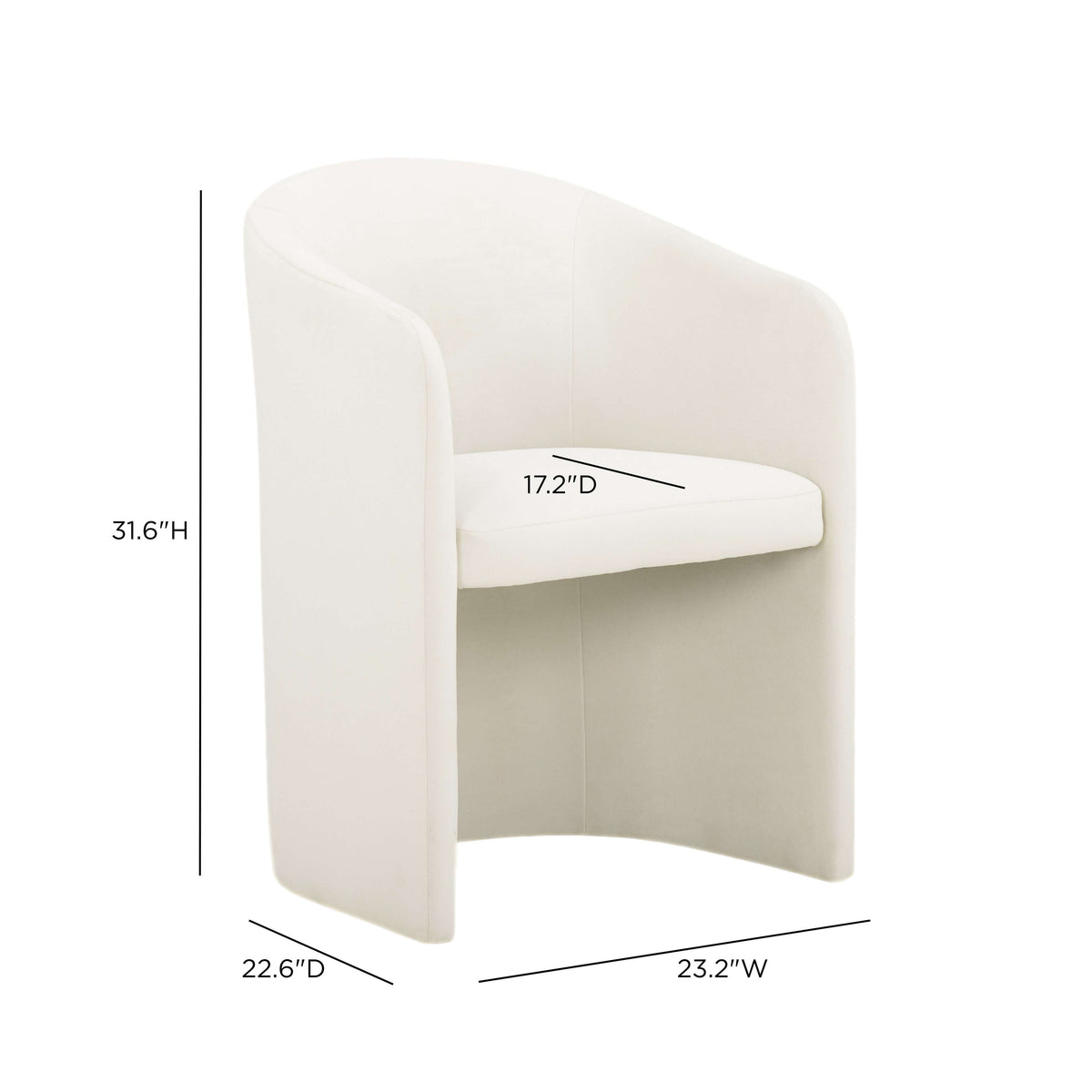 TOV Furniture Seraphina Cream Performance Velvet Dining Chair