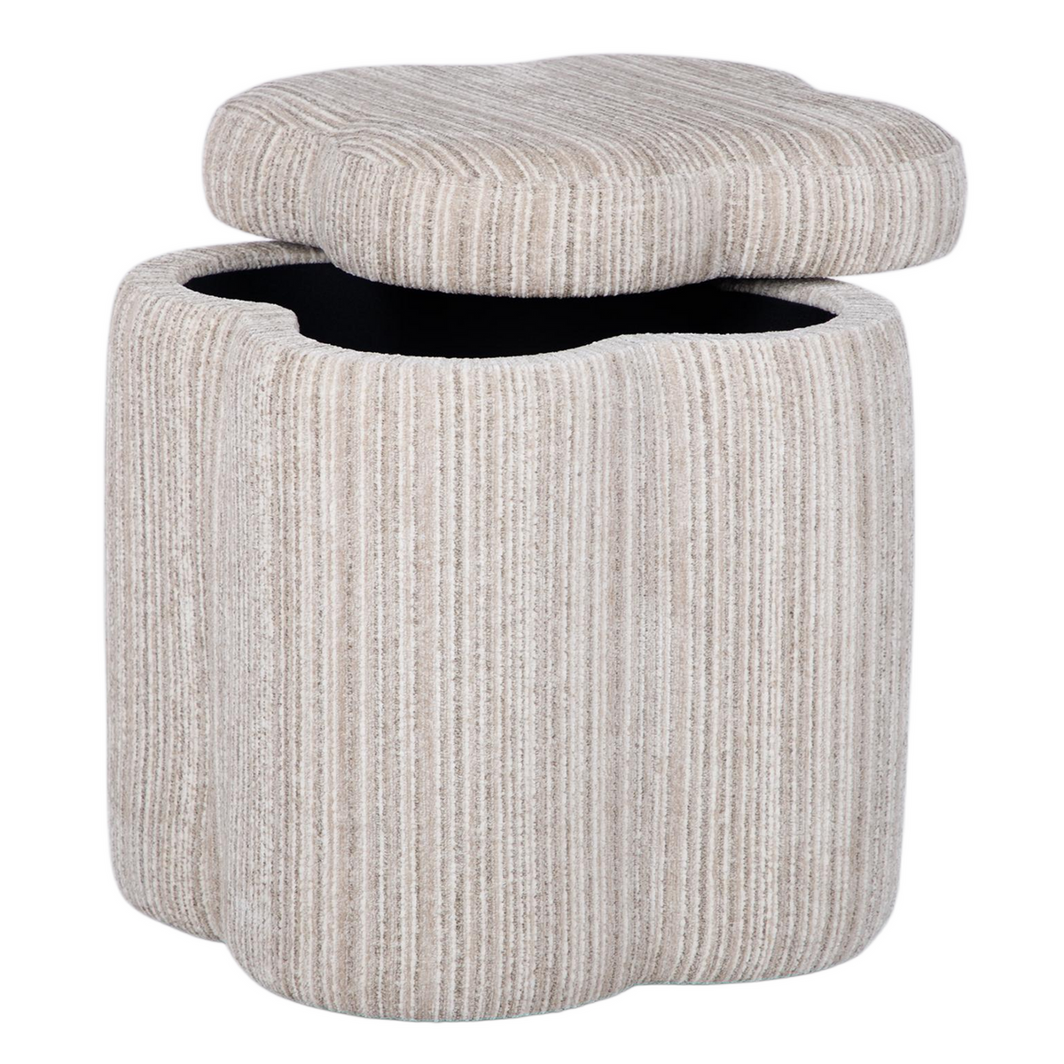 TOV Furniture Lilou Cream Striped Jacquard Storage Accent Stool
