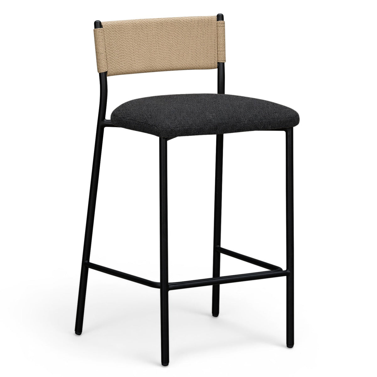 TOV Furniture Celine Black Boucle Counter Stool in black boucle with metal frame, primary product view