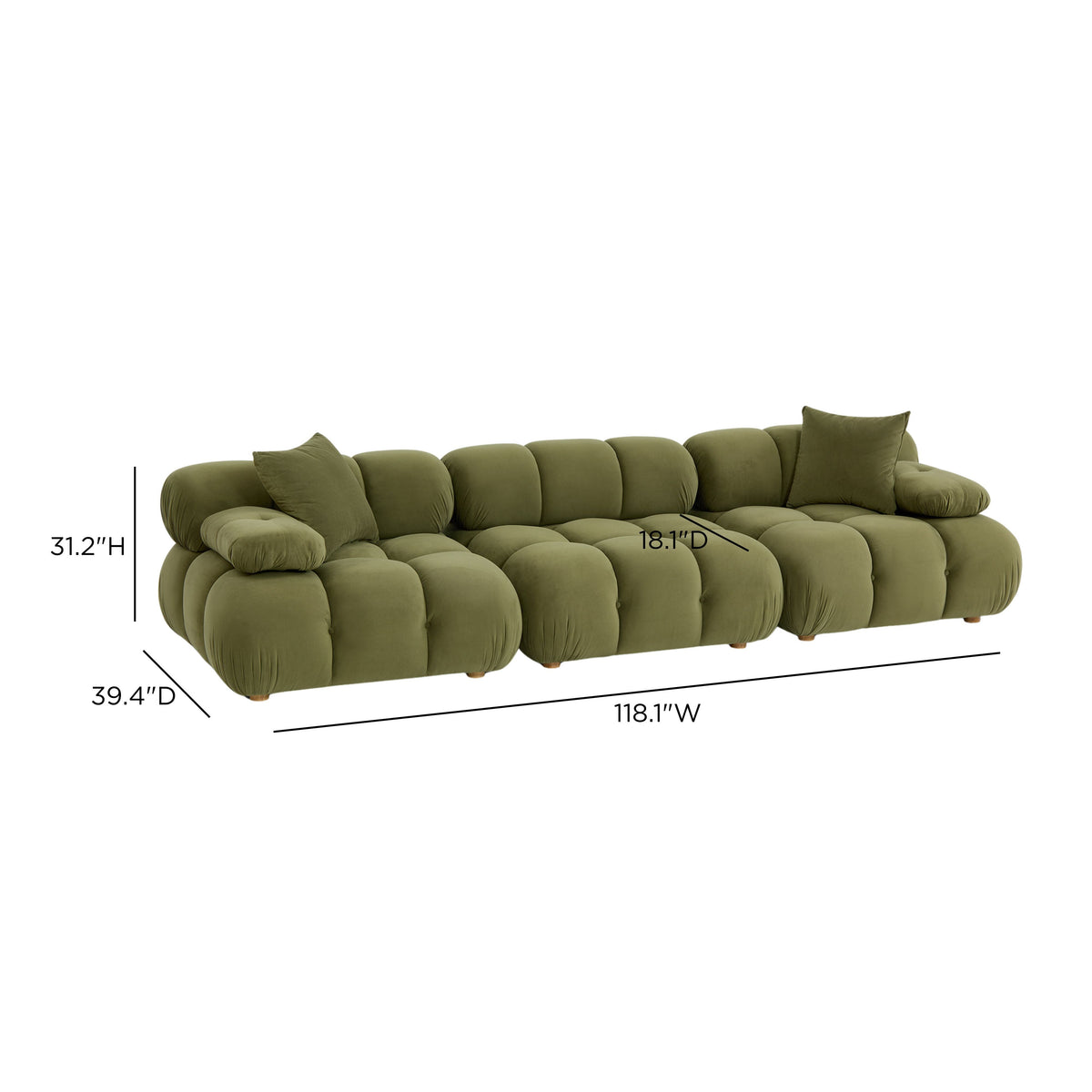 TOV Furniture Calliope Olive Green 118in Modular Sofa
