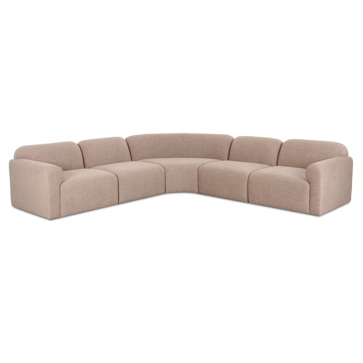 TOV Furniture Gorge Tan 5-Piece Modular Corner Sectional Sofa in tan linen, primary product view
