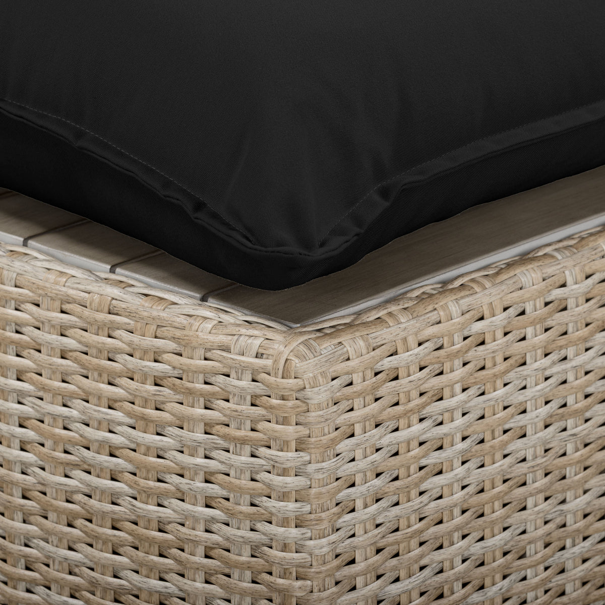 TOV Furniture Cali Black Performance Wicker Outdoor Ottoman