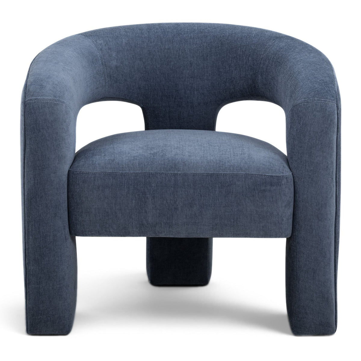 TOV Furniture Malone Blue Denim Accent Chair in distressed blue denim chenille, primary product view