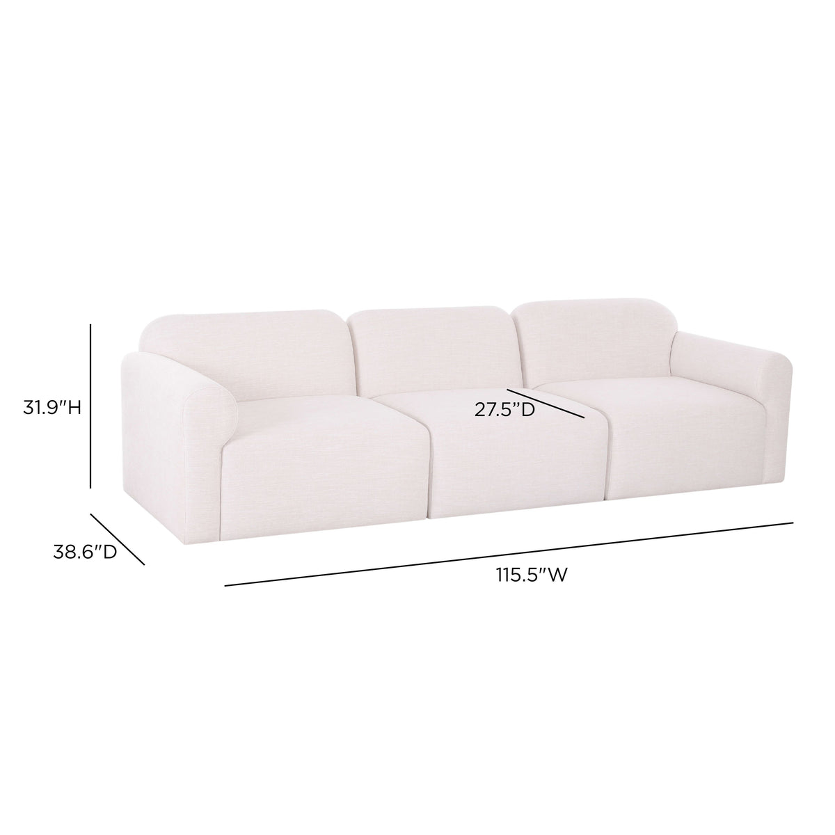 TOV Furniture Gorge Cream 116in Modular Sofa