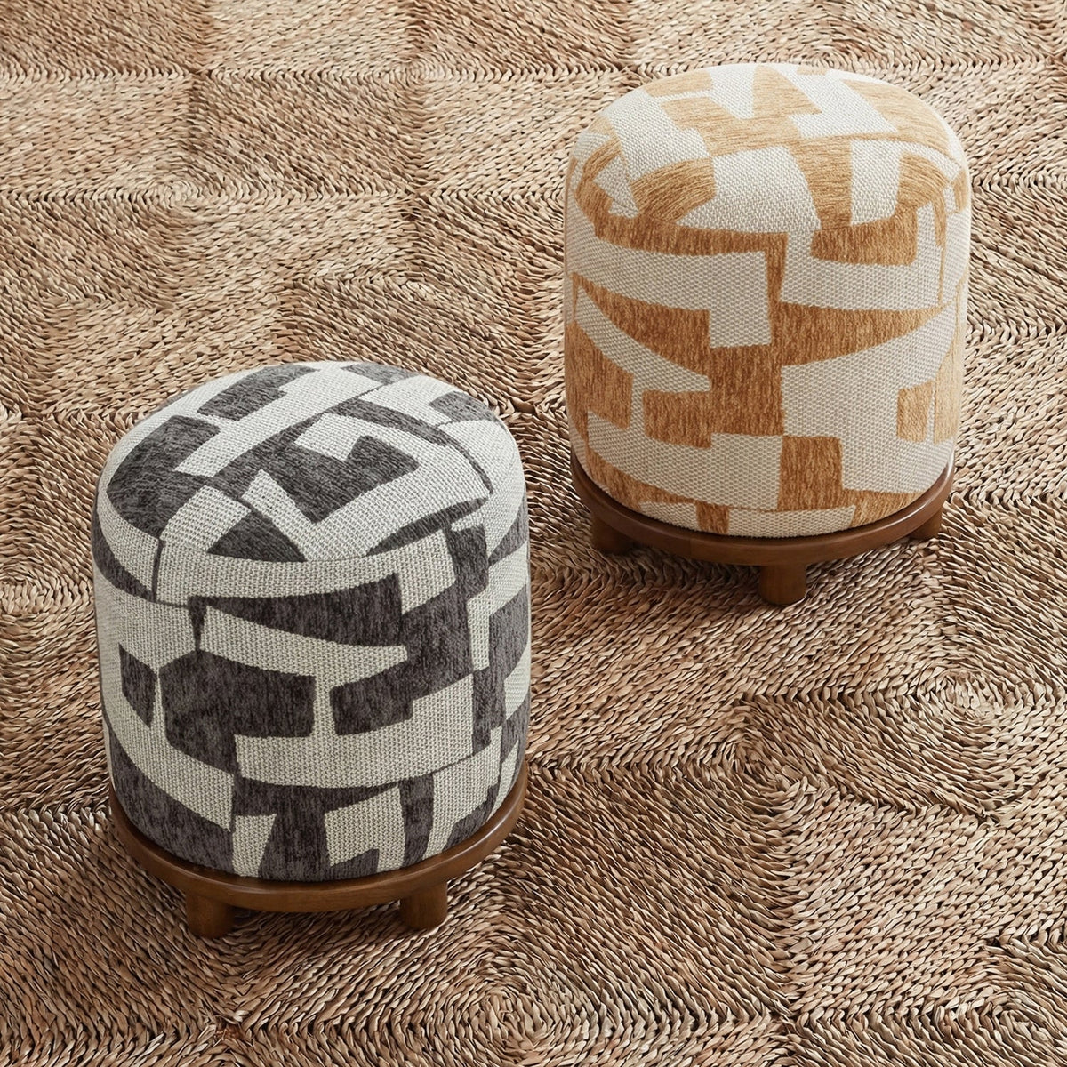 TOV Furniture Bisou Curry Performance Jacquard Ottoman
