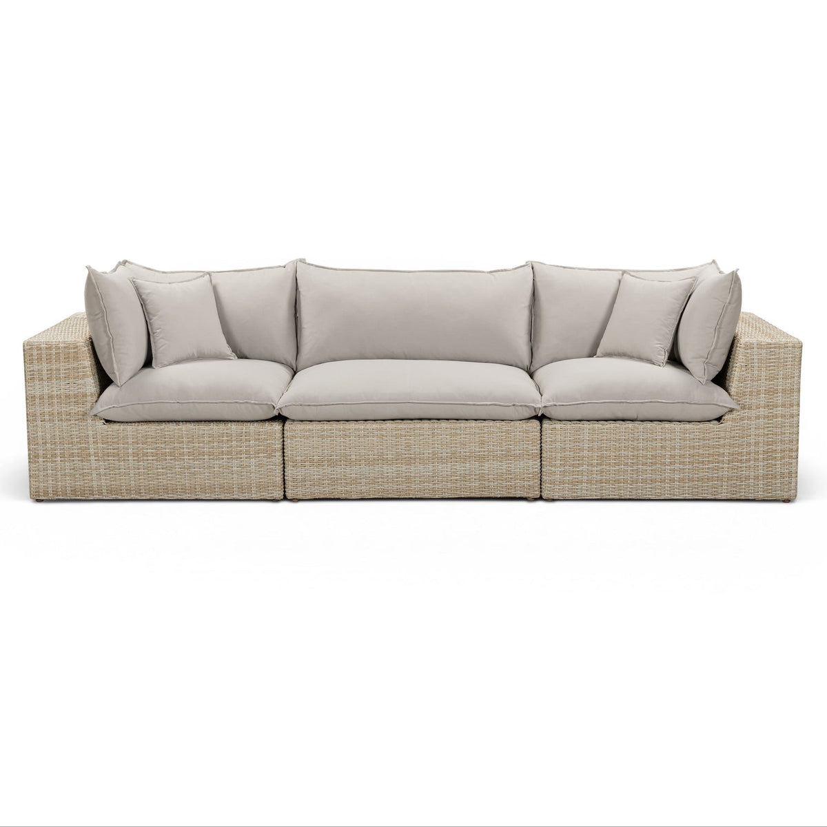 TOV Furniture Cali Gray Performance Wicker 120in Outdoor Sofa