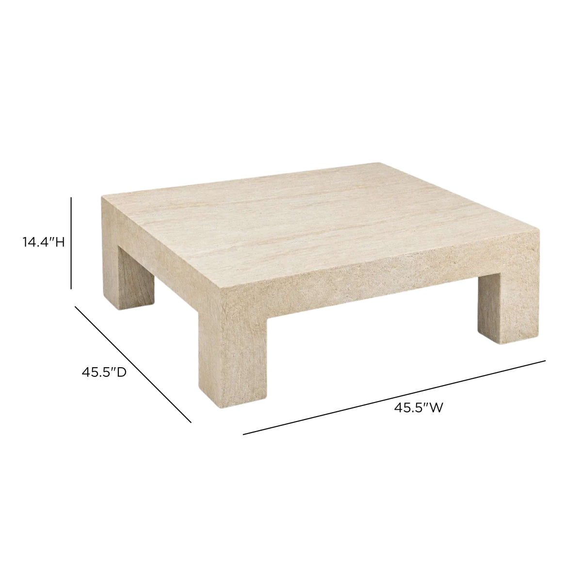 TOV Furniture Roxanne Faux Travertine Concrete Indoor/Outdoor Coffee Table