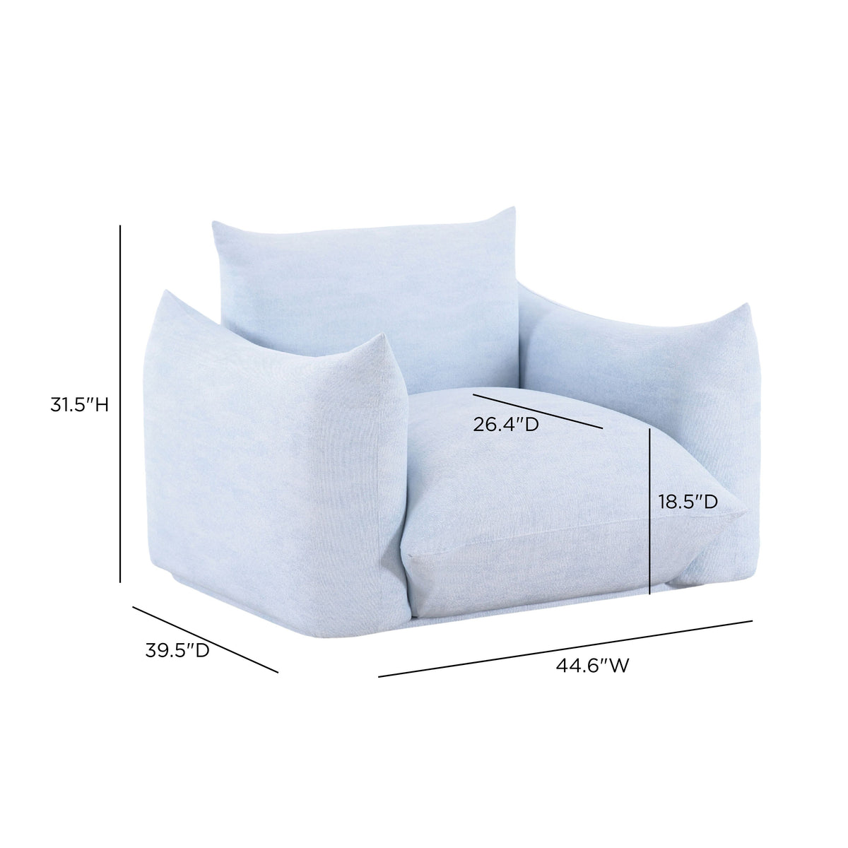 TOV Furniture Saint Tropez Light Blue Stuffed Indoor/Outdoor Armchair