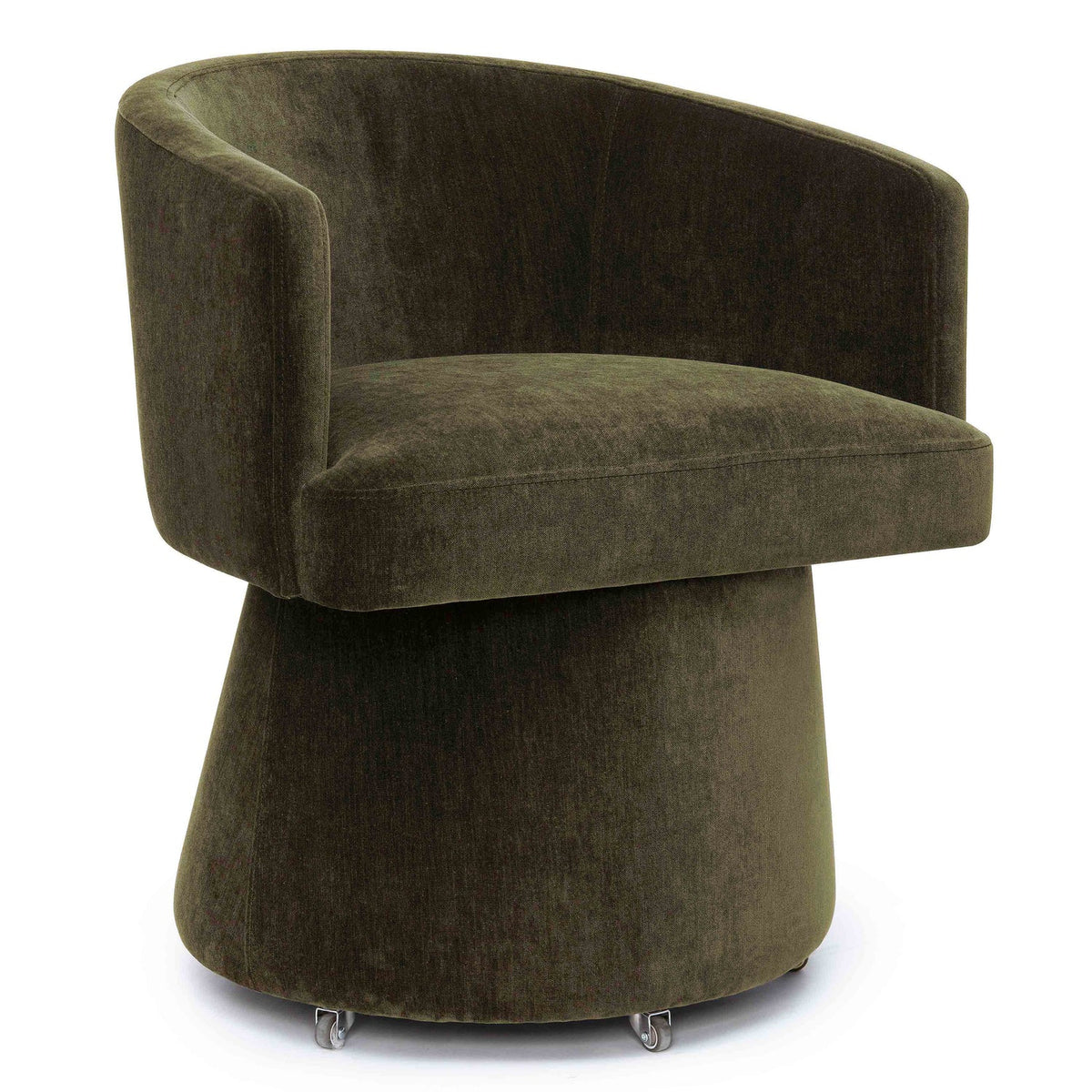 TOV Furniture Kristen Olive Green Rolling Desk Chair in olive green recycled chenille, primary product view
