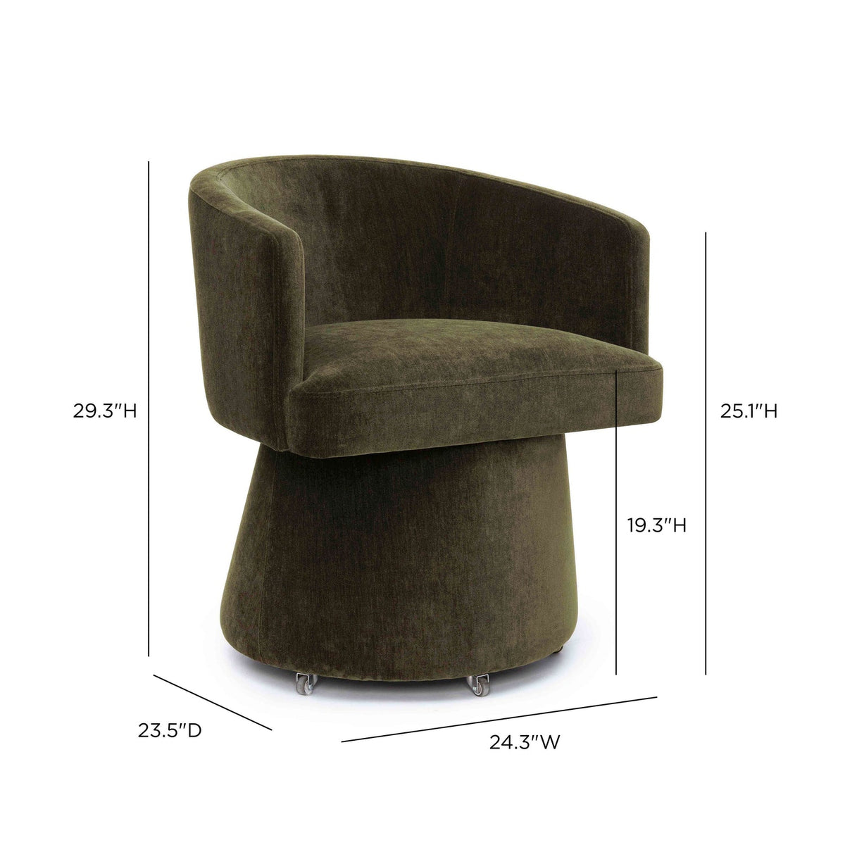 TOV Furniture Kristen Olive Green Rolling Desk Chair