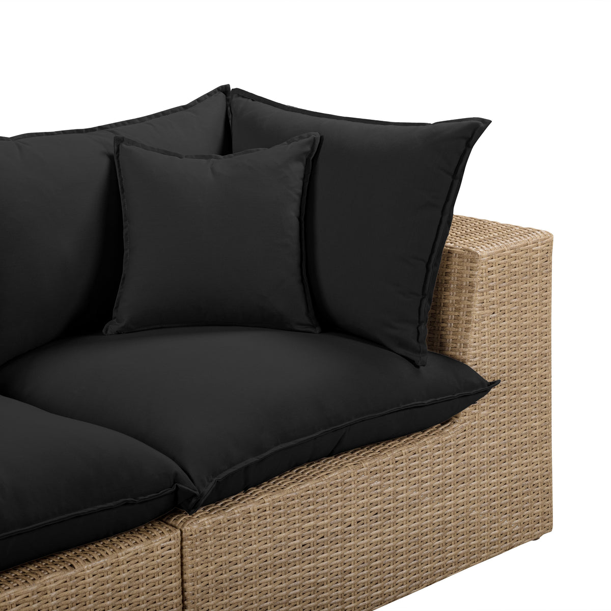 TOV Furniture Cali Black Performance Wicker 4-Piece Outdoor Sectional Sofa